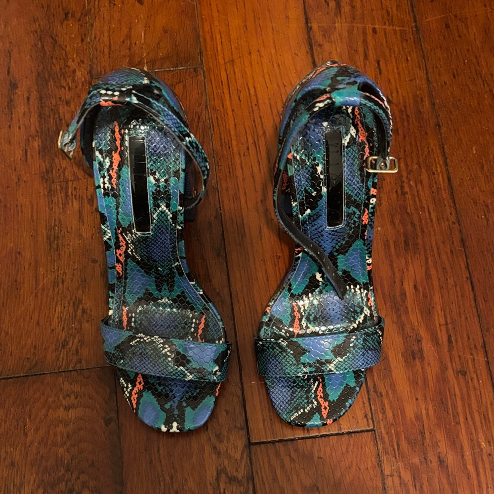Blue and Black Snakeskin Women's Heels
